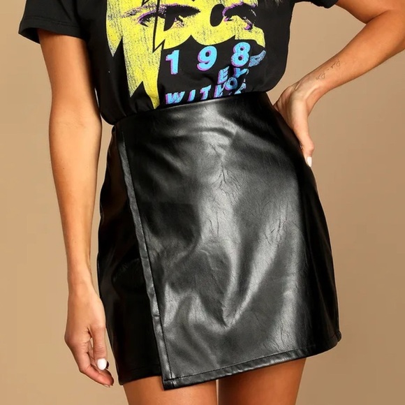 Lulus vegan leather faux wrap mini skirt ❤️ - Picture 1 of 7